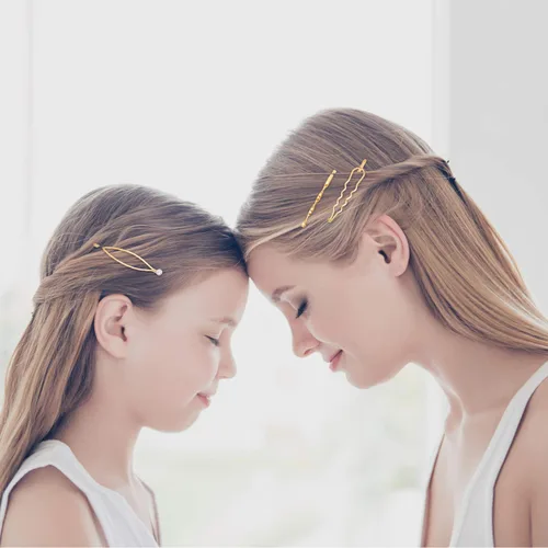 Vista 7 de Yaomiao Juego de 17 horquillas doradas geométricas para el cabello, pasadores de metal dorado, joyería decorativa, accesorios para mujeres, bodas