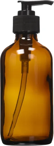 Vista 2 de NaRaMax 8 oz despachador de jabón/loción de vidrio ámbar con bomba negra