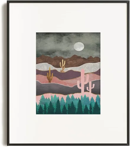 Vista 6 de Decoración de pared de cactus del suroeste, arte de pared del desierto, decoración de baño de naturaleza gris y rosa, póster de montaña texturizado