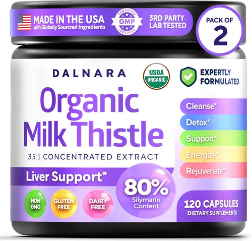 Vista 10 de Cardo mariano orgánico USDA 120ct, extracto 35:1, 80% silimarina