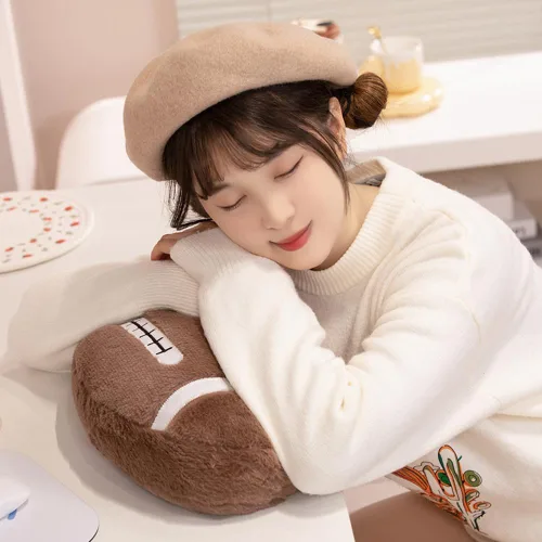 Vista 7 de XIYUAN Almohada deportiva de rugby de 17.7 x 13.8 pulgadas, almohada suave de peluche, juguetes de felpa de fútbol mullidos y duraderos, regalo