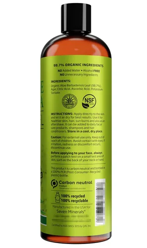 Vista 6 de Seven Minerals Gel de aloe vera de aceite de almendras dulces prensado en frío