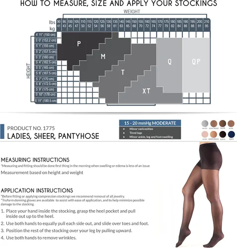 Vista 3 de Truform Lites Pantyhose Queen, Beige claro (paquete de 2)