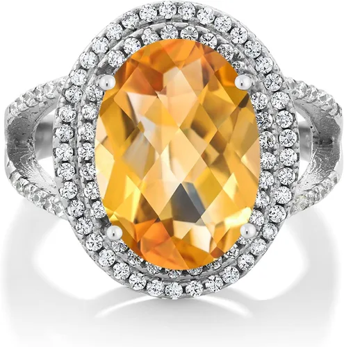 Vista 16 de Gem Stone King Anillo de piedra preciosa y piedra natal de 5-10 quilates para mujer Plata de ley 925 Ovalado 14X10MM Anillo de boda