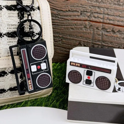 Vista 7 de Mini llavero grabador de cinta acrílica de los años 90, llavero de cinta retro para parejas, regalo para parejas, radio y televisión, llave