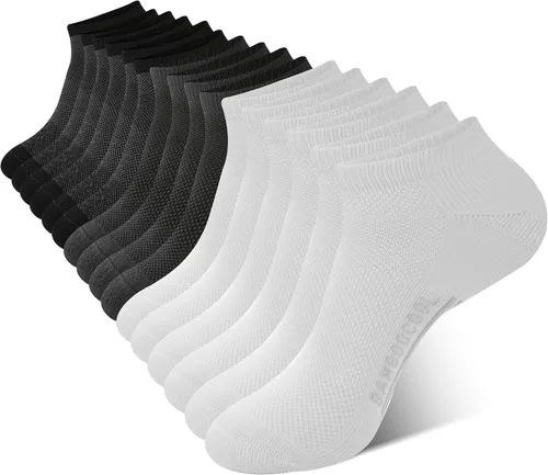 Vista 48 de BAMBOO COOL Calcetines atléticos de tobillo para hombre con acolchado y absorción de humedad, calcetines de malla para correr de corte bajo