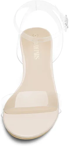 Vista 4 de DREAM PAIRS - Sandalias de tacón grueso y bajo para mujer, con correa al tobillo y puntera abierta, sandalias elegantes para fiestas