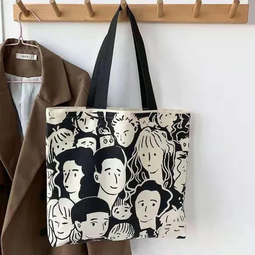 Vista 6 de GODWOODS Bolso de mano estético de lona con cremallera para mujer, bolsas de hombro de viaje con compartimentos