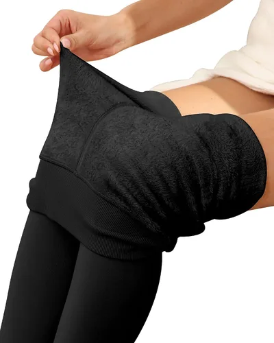 Vista 3 de NORMOV Leggings con forro polar cálido para mujer, medias térmicas gruesas de terciopelo
