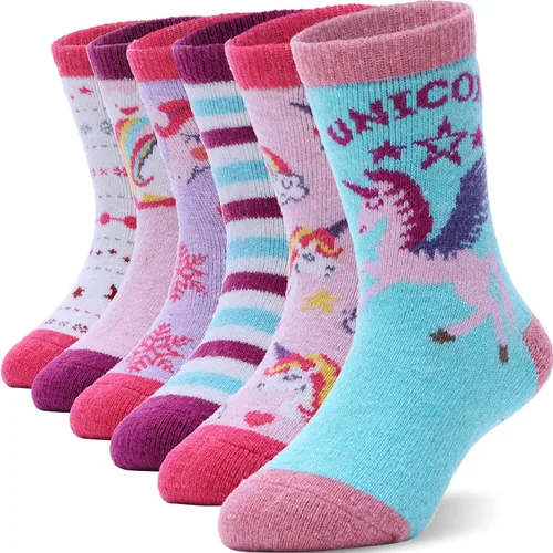 Vista 55 de ANTSANG Calcetines de Lana, Calcetines Térmicos Cálidos y Gruesos Tipo Crew Boot para Niños Pequeños, Niños y Niñas, 6 Pares