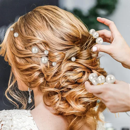 Vista 4 de Lusofie 36 horquillas para el pelo con perlas para mujeres y niñas, peinados de novia y boda, alfileres de perlas (6 tamaños)