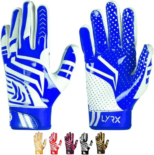 Vista 12 de LYRX Football Gloves for Youth & Adults, Super Sticky Receiver Gloves with Silicone Grip Palm, Lightweight Breathable Football Gloves for Kids Negro