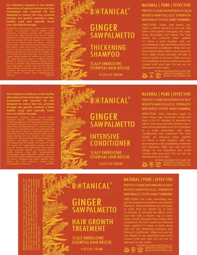Vista 5 de Tratamiento de pérdida de cabello, champú espesante y acondicionador intensivo - Ginger Saw Palmetto - Prevención energizante del adelgazamiento