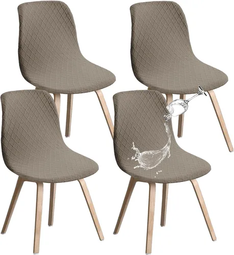 Vista 7 de Juego de 2 fundas de jacquard para silla, elásticas, impermeables, escandinavas, para sillas de comedor, lavables, modernas, fundas de asiento
