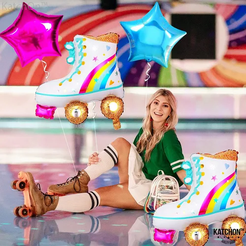 Vista 4 de KatchOn, Juego de globos de patinaje sobre ruedas, paquete de 4, globos de patinaje, globos de neón, globos grandes de bola de discoteca