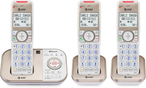 Vista 14 de AT&T 1-Handset DECT 6.0 - Teléfono inalámbrico expandible Bluetooth para el hogar con contestador, bloqueo inteligente de llamadas, identificador