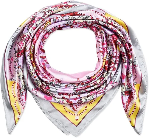 Vista 138 de corciova - Bufanda cuadrada grande para mujer, diadema sedosa para cabello rizado, lazo para dormir por la noche, bandana a la moda, 35 x 35