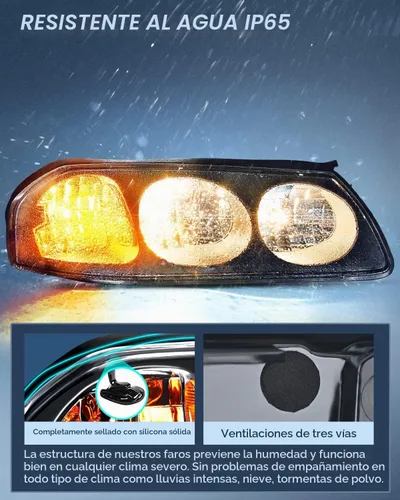 Vista 4 de Nilight Conjunto de faros compatible con 2000 2001 2002 2003 2004 2005 Chevy Impala Faro de repuesto con carcasa negra y reflector ámbar 2000 2001