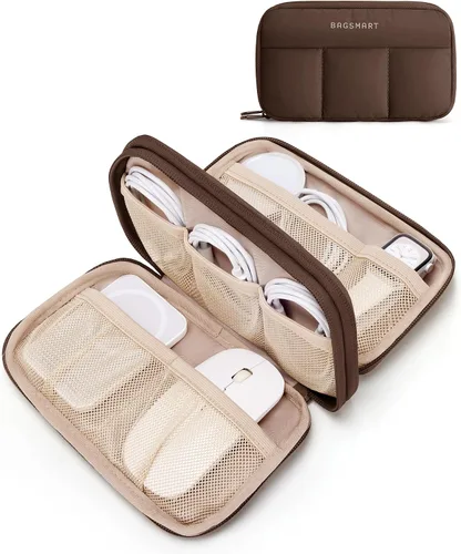 Vista 8 de BAGSMART Electronics Organizer Travel Case for Cords Chargers Phones, Beige