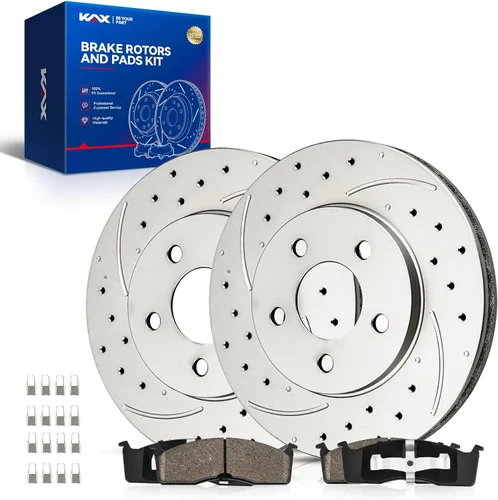 Vista 71 de Kit de freno delantero KAX, rotores de freno ranurados y con hendiduras, pastillas de freno cerámicas Compatible con Honda Accord 1990 1991 1992