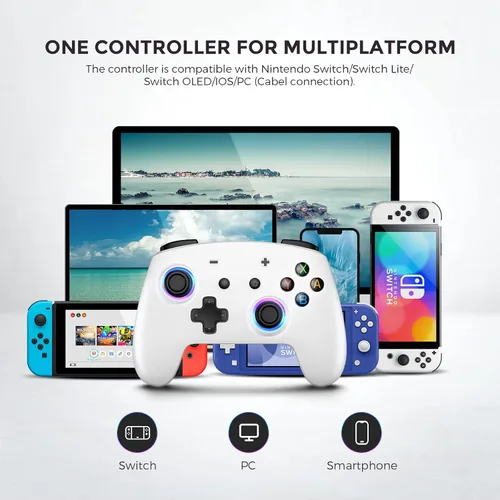 Vista 8 de Controlador de interruptor, controladores inalámbricos Pro para SwitchSwitch LiteSwitch OLED, ECHTPower Switch Remote Gamepad con Joystick
