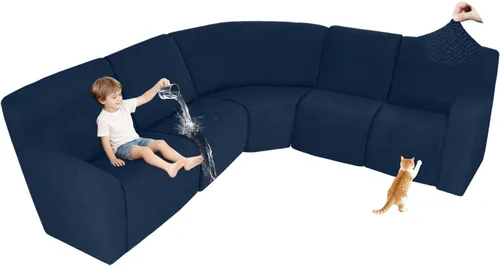 Vista 99 de ALIECOM Fundas 100% impermeables para sofá seccional reclinable, forma de L, elásticas, para esquina, funda para sofá seccional reclinable, lavable
