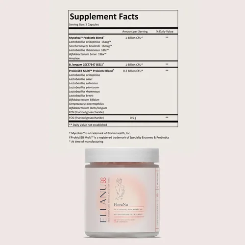 Vista 7 de ELLANU FloraNu Apoyo para la salud intestinal para mujeres mayores de 40 años Apoya la comodidad digestiva, la salud inmune y la absorción