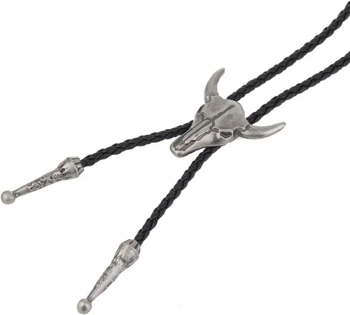 Vista 194 de Jeilwiy Corbata de bolo para hombre, corbata de vaquero occidental, collar de corbata de bolo dorado, corbata de cuero, corbata de Halloween