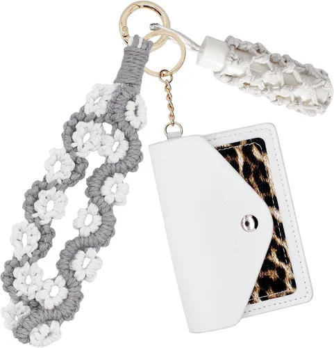 Vista 101 de BIHRTC Llavero de pulsera boho con soporte para lápiz labial, pulsera hecha a mano