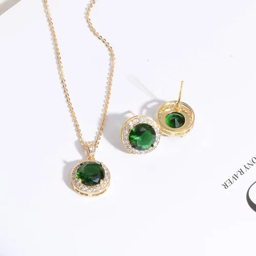 Vista 4 de Juego de joyas de cristal para novia, plata de ley, circonita cúbica redonda, circonita cúbica, diamantes de imitación, halo de piedra natal, collar