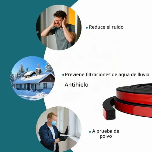 Vista 5 de Sello de goma rectangular sólido con cinta autoadhesiva de alta adherencia, goma de espuma EPDM para barco, automóvil, RV, marina, sello de puertas