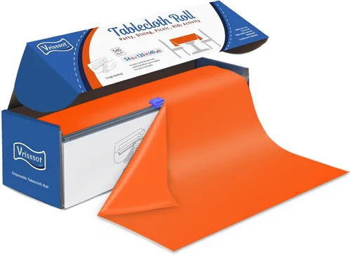 Vista 31 de Mantel desechable de plástico para mesas: 54 pulgadas x 120 pies, cubierta de mesa de plástico con cortador fácil de deslizar, manteles de plástico