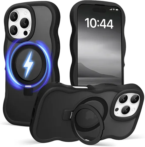 Vista 29 de Magsafe - Funda magnética para iPhone 12 Pro Max, compatible con Magsafe con marco ondulado, translúcido, mate, parte trasera dura, de silicona, a