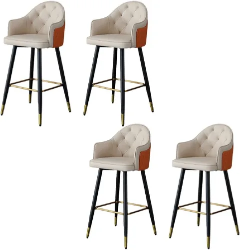 Vista 16 de Silla de bar, taburete de bar Glam con respaldo bajo, taburete tapizado para mostrador para Bristol (beige, taburete de 1 mostrador