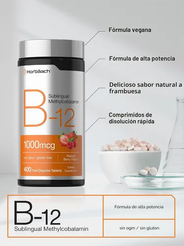 Vista 4 de Horbaach Vitamina B12 1000 mcg Sublingual 400 tabletas de disolución