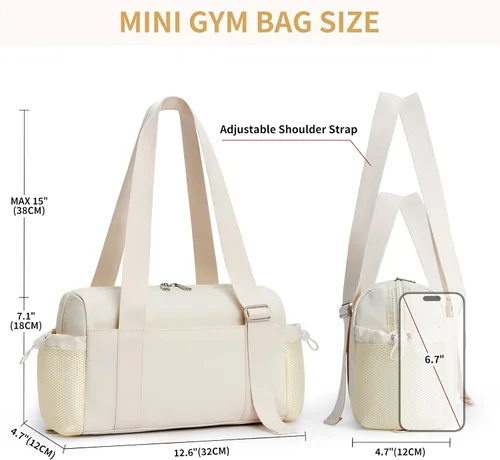 Vista 4 de WLLWOO - Bolsa de gimnasio pequeña con bolsillo húmedo para mujer, bolsa de lona para yoga, bolsa de entrenamiento ligera para baile, fines