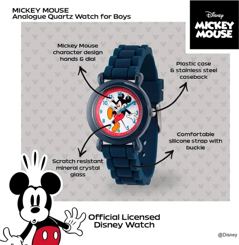 Vista 2 de Disney Mickey Mouse - Reloj analógico de cuarzo con correa de silicona para niños