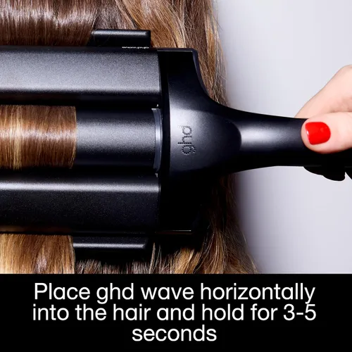 Vista 4 de ghd Wave - Ondulador de pelo de triple barril, color negro