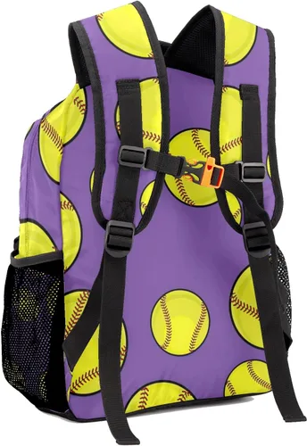 Vista 3 de Mochilas moradas de sóftbol y béisbol personalizadas con nombre, bolsa diaria para adultos para deportes al aire libre, Personalizado 1, 12.2"(L) x