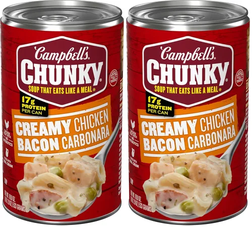 Vista 10 de Campbell's Chunky Sopa cremosa de pollo y tocino carbonara, lata de 18.8 onzas