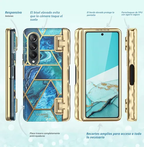 Vista 5 de i-Blason Funda para Samsung Galaxy Z Fold 4 con soporte para bolígrafo Océano