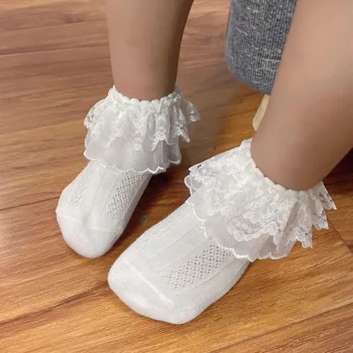 Vista 9 de Juebm Infant Baby Girls Ruffle Socks Toddler Dress socks,Pack of 356 Baby Frilly Lace Ankle Socks