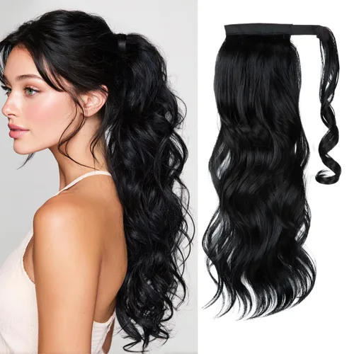 Vista 10 de CJL HAIR 14" Extensión de cola de caballo corta con cabello rizado y ondulado, clip en la cola de caballo, extensión de pelo sintético falso