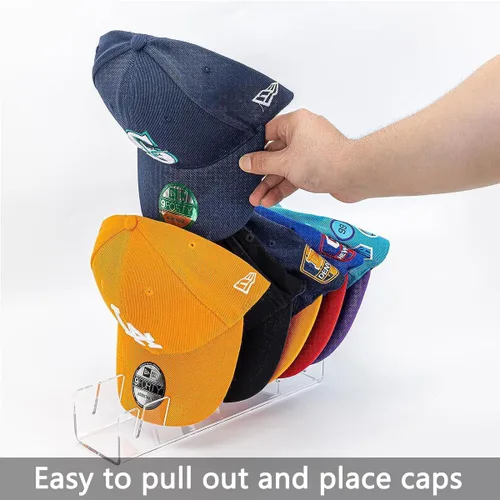 Vista 2 de Soporte para gorras de béisbol para exhibición y organizador, no se instala, soporte acrílico para sombreros para 14 gorras de béisbol