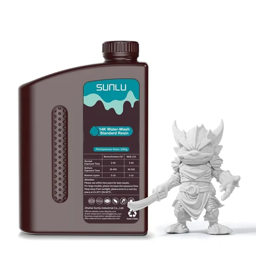 Vista 11 de SUNLU - Resina lavable al agua de 1000 g, resina de impresora 3D de curado rápido para impresoras 3D de resina LCD DLP SLA, resina de fotopolímero