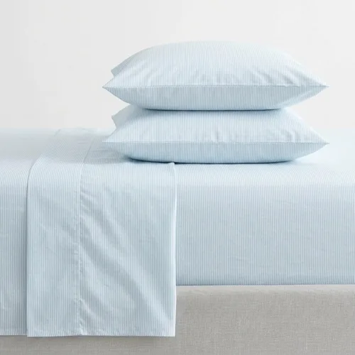 Vista 11 de Martha Stewart - Juego de sábanas tamaño individual con sábana bajera y funda de almohada, ropa de cama de percal de algodón con una sensación
