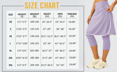 Vista 6 de Aurgelmir Faldas de golf hasta la rodilla para mujer con pantalones capri para entrenamiento, yoga, faldas atléticas