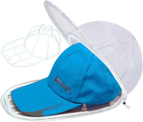 Vista 6 de Jaula para lavadora de sombreros (1 paquete, color blanco) Arandela de tapas con bolsas de malla, para gorras de béisbol, jaula protectora