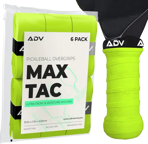 Vista 9 de Cinta de agarre adhesiva extremadamente pegajosa y antideslizante ADV MaxTac para pickleball - Paquete de 3, 6, 12 - Sobregrip para raqueta