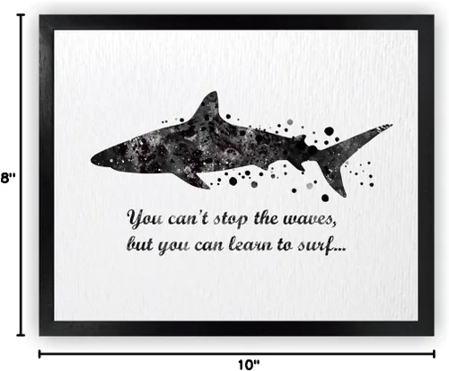 Vista 9 de Dignovel Studios Póster impreso en acuarela DN564 de 8 x 10 pulgadas sin marco con texto en inglés «You Can't Stop the Waves» Learn to Surf